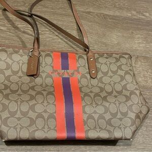 Coach varsity stripe tote bag